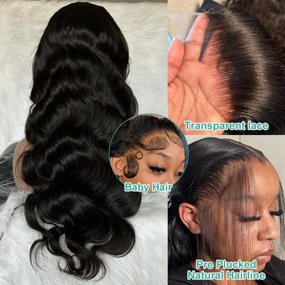 200 Density Body Wave  32 inch 13x4 Transparent Lace Frontal Wig