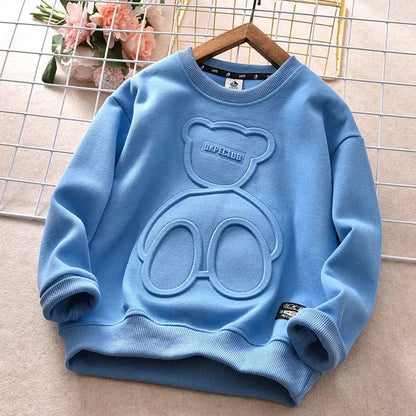 Print Bear Sweatshirt Boys Clothes Teenagers Long Sleeve   Cotton Tops Anime Hoodie