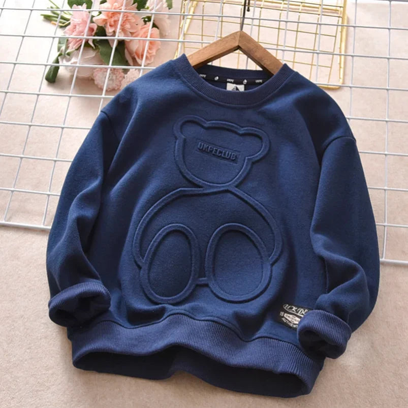 Print Bear Sweatshirt Boys Clothes Teenagers Long Sleeve   Cotton Tops Anime Hoodie