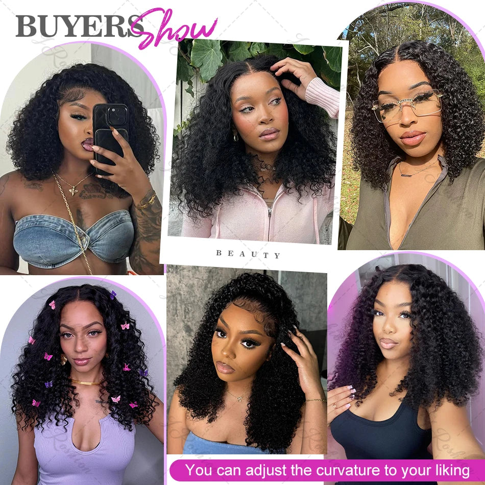 Brazilian Curly Short Bob 13x4 HD Lace Frontal Human Hair Deep Wave 13x6 Transparent Lace Front Wigs 250% Closure Wig For Women