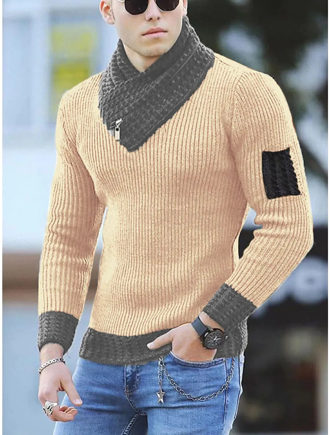 Sweater Turtleneck Men Winter Fashion Vintage Style  Warm Pullovers Knitted