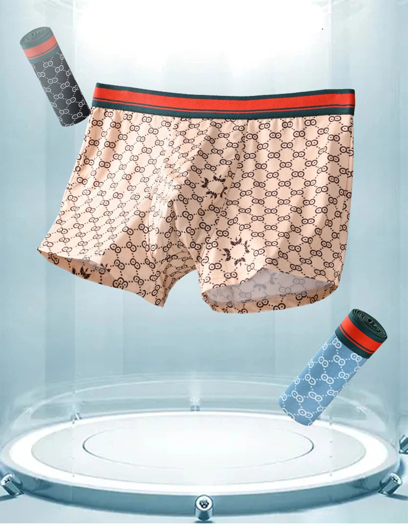 5Pcs/Lot Printed Men Boxer Underwear Shorts Comfortable