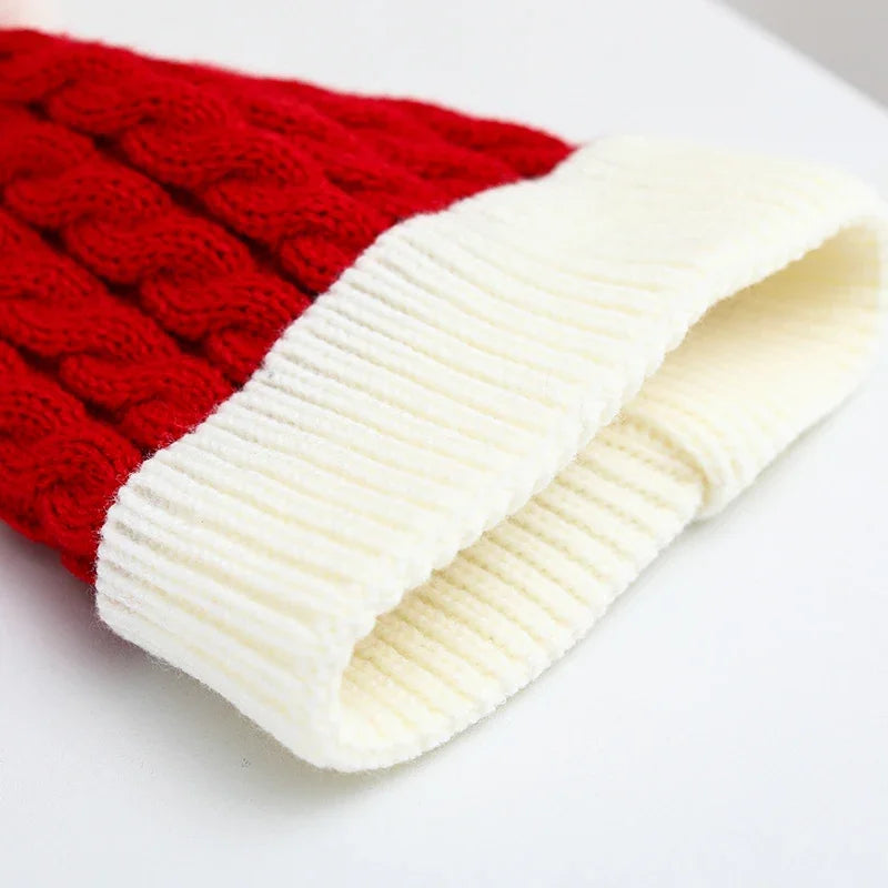 Christmas Santa New Year Hat Winter Warm Crochet   2 Sizes For Adult Kids