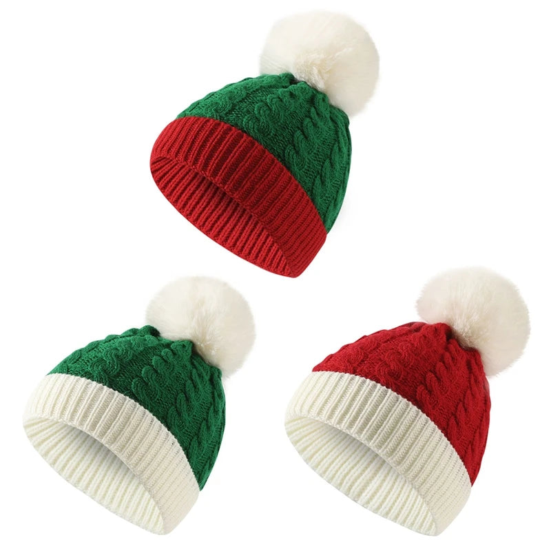 Christmas Santa New Year Hat Winter Warm Crochet   2 Sizes For Adult Kids