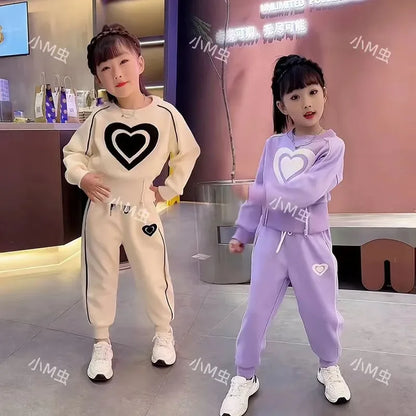 New Spring Autumn Girls Clothing Sets Kids Casual Sweatshirt+pant 2pcs Suit Tracksuit Child Outfit Sets Printing Sportswear 1-9
