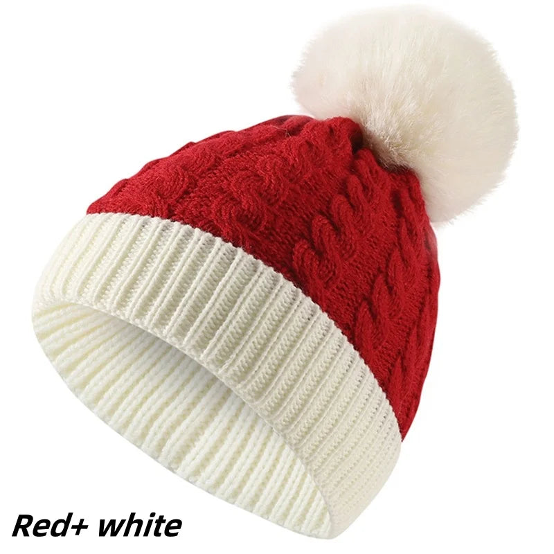 Christmas Santa New Year Hat Winter Warm Crochet   2 Sizes For Adult Kids