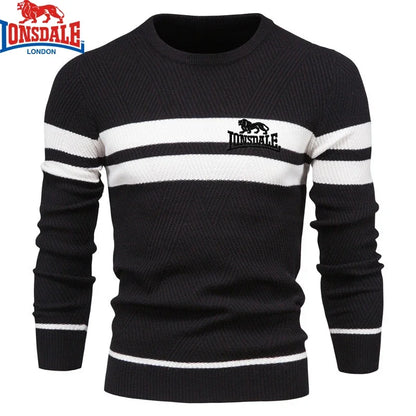 Mens Boys Winter Stripe Sweater Thick Warm Pullovers Men's O-neck Basic Casual Slim Comfortable Sweaters