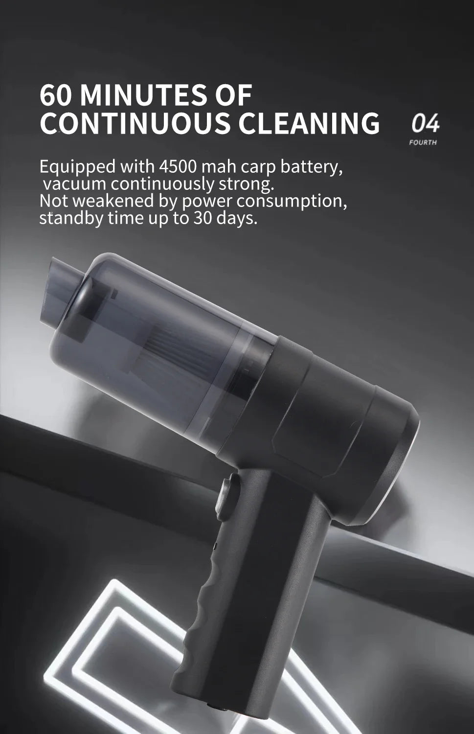 New 12000Pa Wireless Car Vacuum Cleaner USB Charging 1800mAh Portable Cleaning Appliance Mini Wet Dry Household Vacuum Cleaner