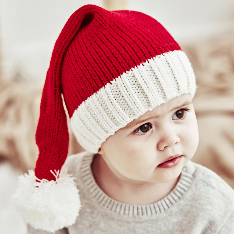 Knitted Baby Christmas Hat Cute Navidad Hat Pompom Adult Child Soft Beanie Santa Claus Hat New Year Kid Gift Xmas Decorate 2023