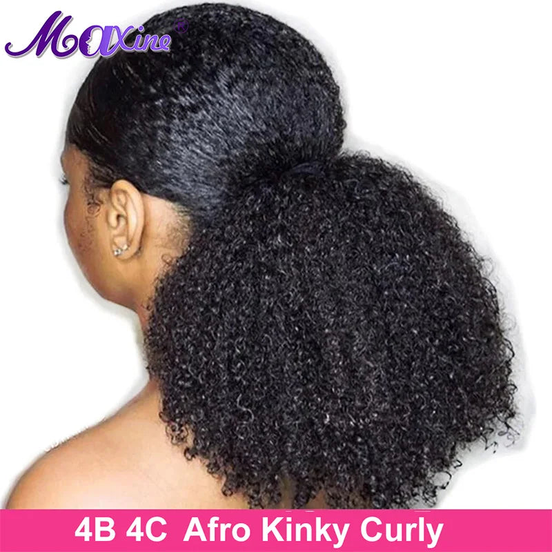 Afro Kinky Curly Hair Ponytail Extensions Clip in Drawstring Ponytail Human Hair Extensions Mongolian Kinky curly Hair Pieces