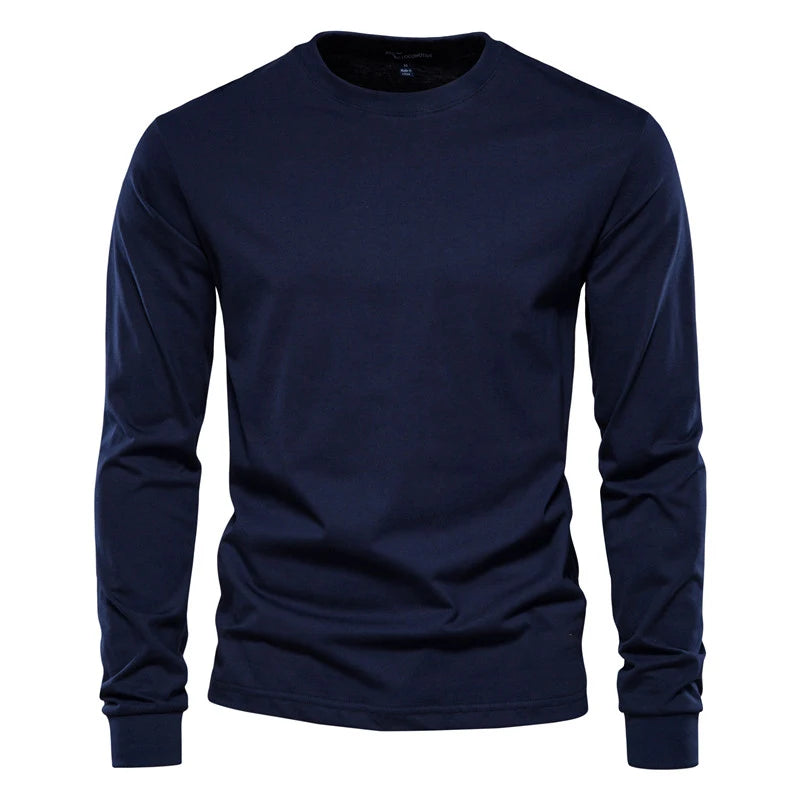 Long Sleeve T-shirt Fashion Cotton Men's T Shirts Casual O-neck Unisex Tops Fitness Run Sports Pullover