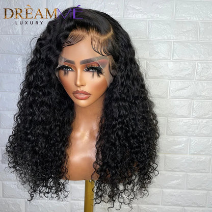 Deep Curly Full Lace  Wig Human Hair Brazilian Deep Wave Transparent 360 Lace Wigs for Women Pre-plucked 13x4 Lace  Front Wigs