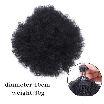 4Inch Afro Puff Drawstring Ponytail  Kinky Curly Hair Donut Chignon