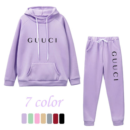 Woman Tracksuit Two Piece Set Winter Warm Hoodies Pants Pullovers Sweatshirts Female Jogging Woman Clothing Sports Suit Outfits