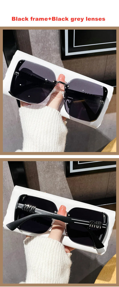 2024 new fashion trimmed sunglasses half frame high quality trend simple sunglasses for women with fine glitter(DS-1002)