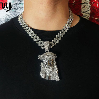 Men Hip Hop Rapper Popular Necklace Cleopatra Religious Jesus Portrait Pendant