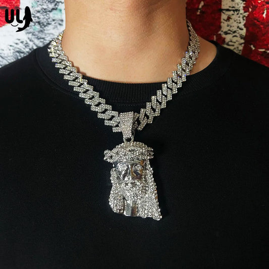 Men Hip Hop Rapper Popular Necklace Cleopatra Religious Jesus Portrait Pendant