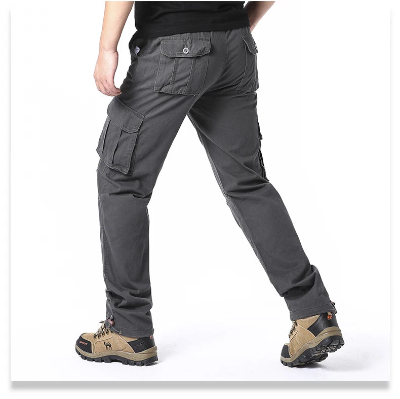 Sports Jogging Tactical Pants Elastic Waist Pure Cotton Casual Work Pants