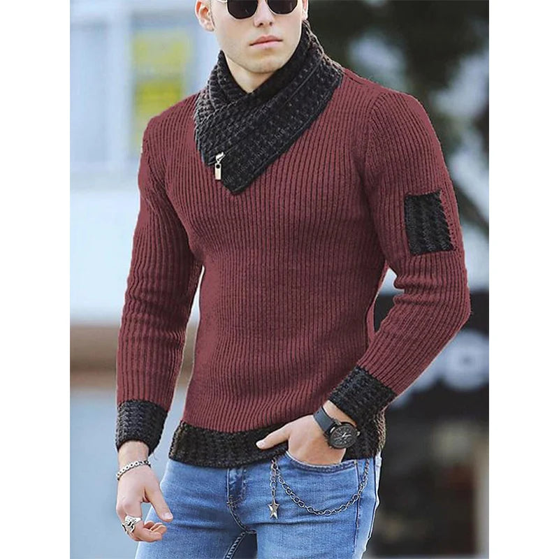 Sweater Turtleneck Men Winter Fashion Vintage Style  Warm Pullovers Knitted