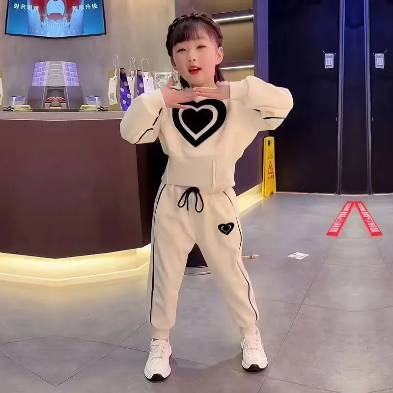 New Spring Autumn Girls Clothing Sets Kids Casual Sweatshirt+pant 2pcs Suit Tracksuit Child Outfit Sets Printing Sportswear 1-9