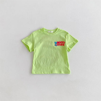 Mickey Kids Clothing Tees Summer Printed Cartoon Fashion Short Sleeve Boys T-shirt Popular Design Children's T Shirts Crewneck