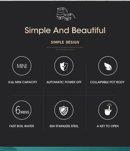 Mini  Portable Teapot Water Heater Outdoor Travel Home Tea Pot Water Kettle 0.6L 600W