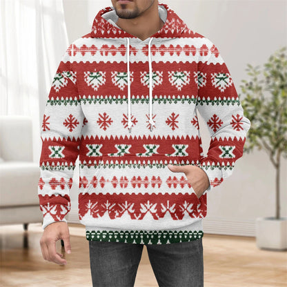 Christmas Men's Hoodie Christmas Graphic Print Long Sleeve Sweatshirts Men Casual Top Oversized Hoodies For Mens Hooded Pullover