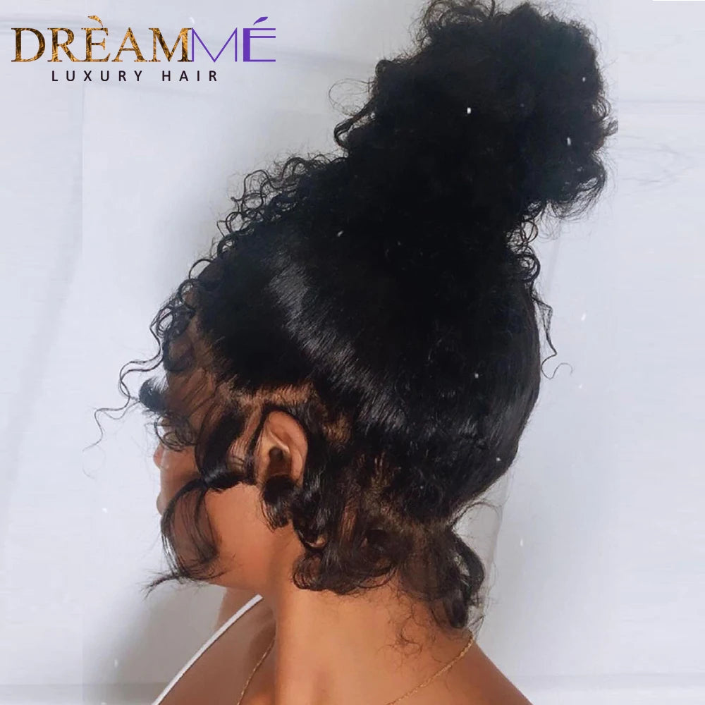 Deep Curly Full Lace  Wig Human Hair Brazilian Deep Wave Transparent 360 Lace Wigs for Women Pre-plucked 13x4 Lace  Front Wigs