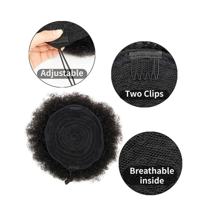 4Inch Afro Puff Drawstring Ponytail  Kinky Curly Hair Donut Chignon