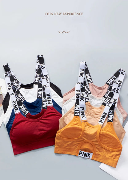 Women's Sports Bra Push Up Fitness Bra Yoga Bra Sport Underwear Running Gym Fitness Tops Black White Letters Seamless Underwear
