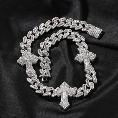 THE BLING KING 3pcs Necklace Prong Setting 5A Cubic Zirconia Choker HipHop Fashion Jewelry