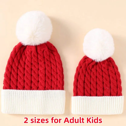 Christmas Santa New Year Hat Winter Warm Crochet   2 Sizes For Adult Kids