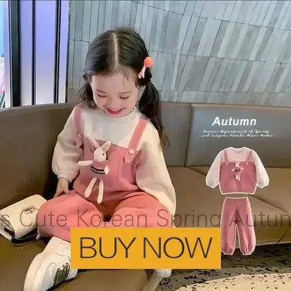 New Spring Autumn Girls Clothing Sets Kids Casual Sweatshirt+pant 2pcs Suit Tracksuit Child Outfit Sets Printing Sportswear 1-9
