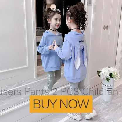 New Spring Autumn Girls Clothing Sets Kids Casual Sweatshirt+pant 2pcs Suit Tracksuit Child Outfit Sets Printing Sportswear 1-9