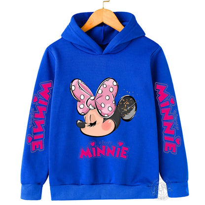 2023 Autumn/Winter Boys Minnie Warm Top 3-14 Year Old Children's Hoodie Girls Outdoor Sports Shirt