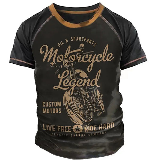 Men's T-Shirts Fashion 3D Print Short Sleeve Vintage T Shirt For Men Ride Biker Shirts Summer O-neck Loose Top