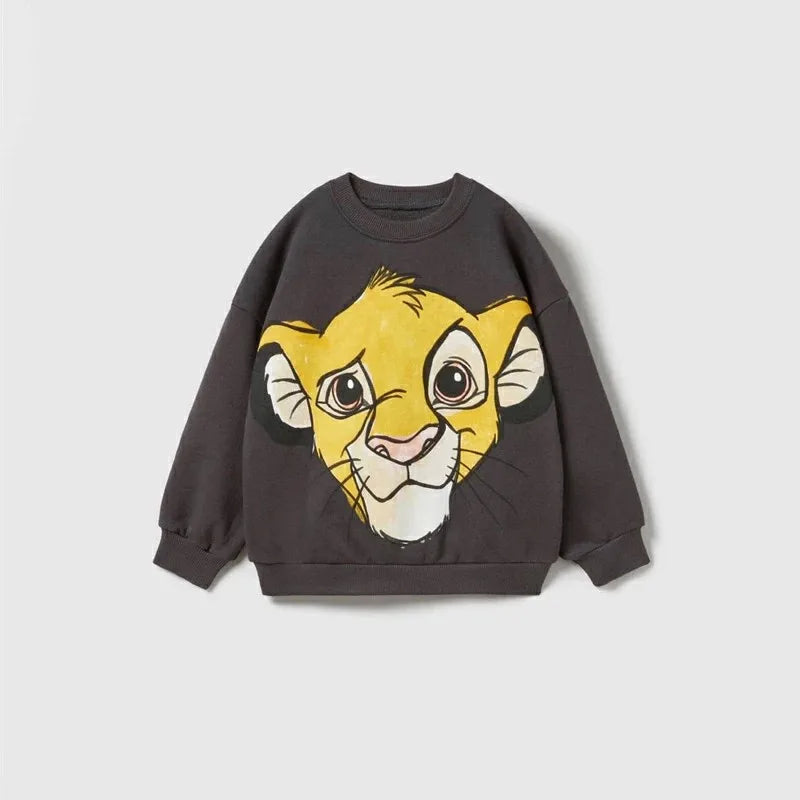 Cartoon printed Simba sportswear Disney loose and fashionable for children's