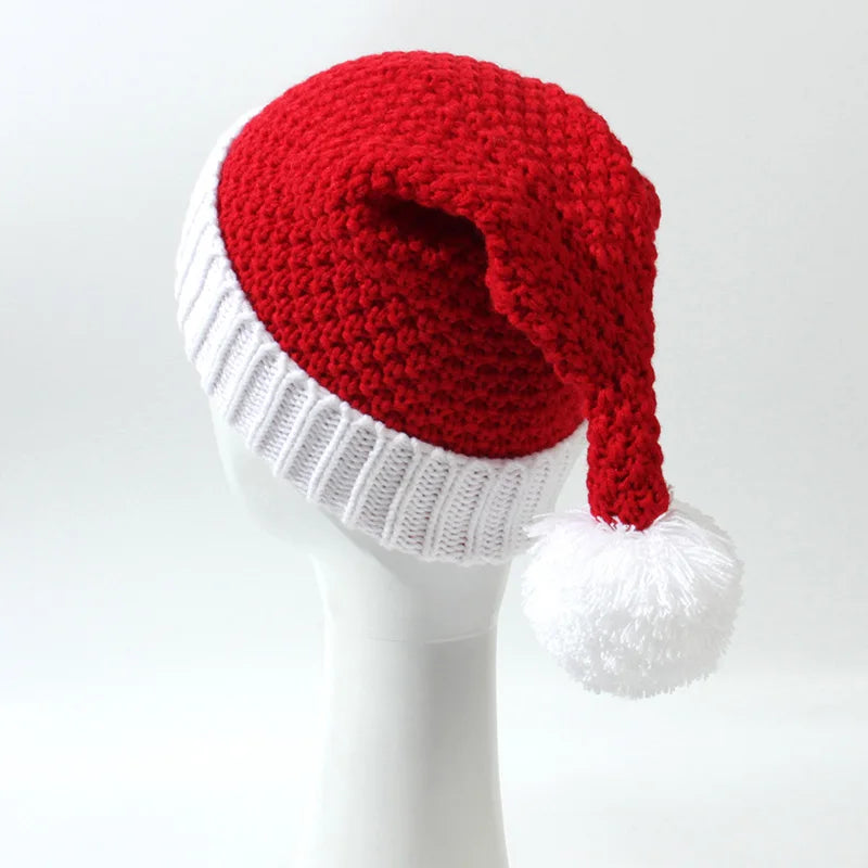 Knitted Christmas Hat Cute Pom Pom Adult Kids Soft Beanie Santa Hat New Year Party Kids Christmas Gift Navidad Xmas Decoration