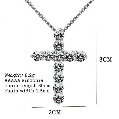 16-24inches 925 Sterling Silver Necklace Box chain Shiny crystal classic cross Pendant Fashion Jewelry Gifts