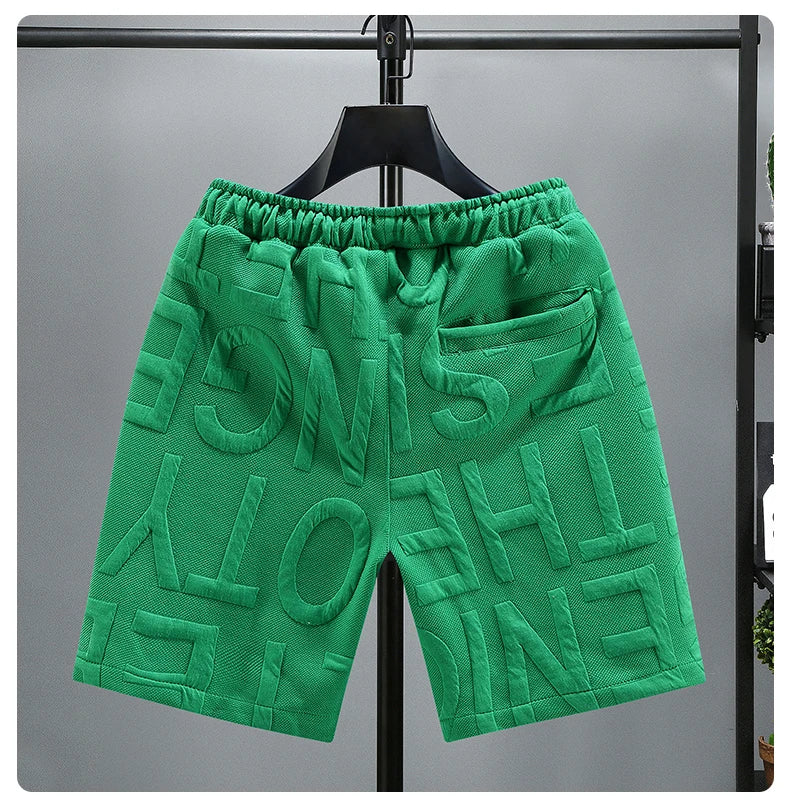 Letters Size 5XL 6XL 7XL New Fashion knitted Shorts Men Comfortable Elastic Waist Clothing Male Breathable Short Trousers