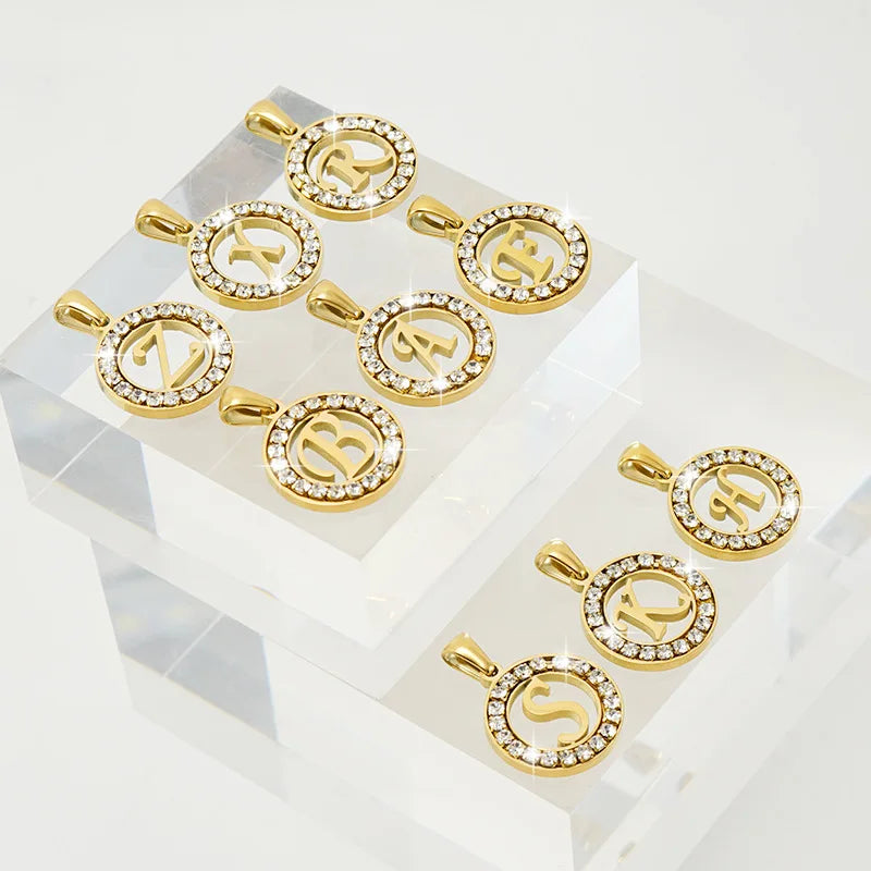 Fashion Stainless Steel Necklaces for Women Cubic Zircon Charm Initial Letter Pendant Name Jewelry Hot selling