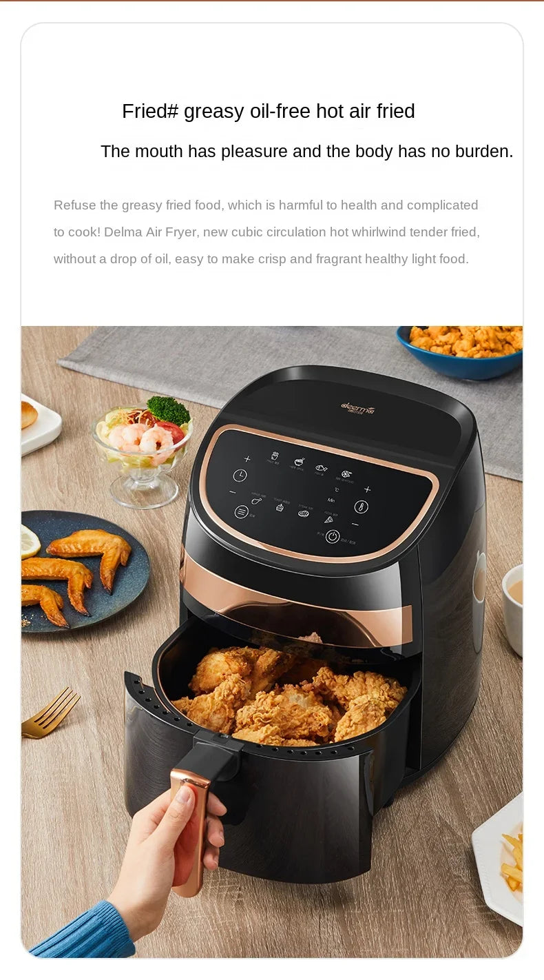 Deerma Oil-free air fryer Household appliances Intelligent large capacity automatic multi-function chip machine Touch screen