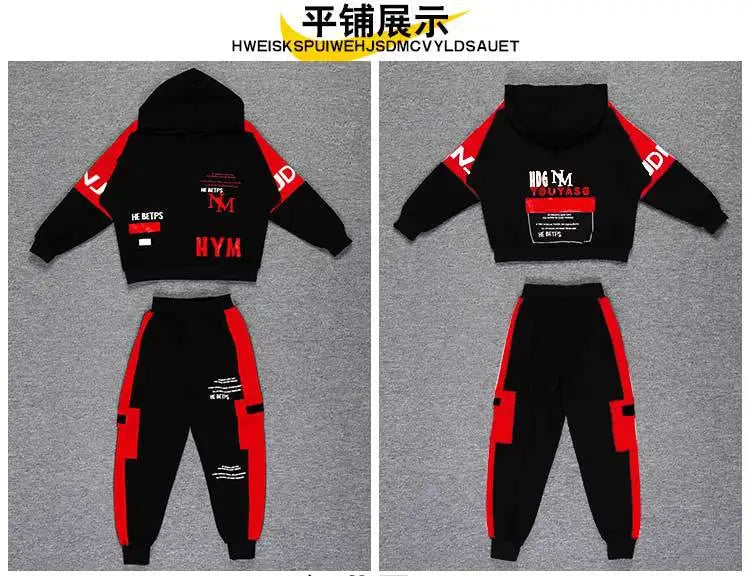 2024  winter children Boy Clothes Teenager tracksuit letters Hooded Top Shirts+ Ankle-tie Pant 8 10 11 12 year