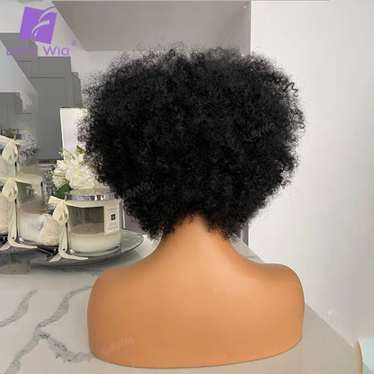 Short Pixie Cut Human Hair Bob Wigs With Bangs Brazilian Remy Short Bang Bob Wig 200 Density Glueless For Black Women Luffywig