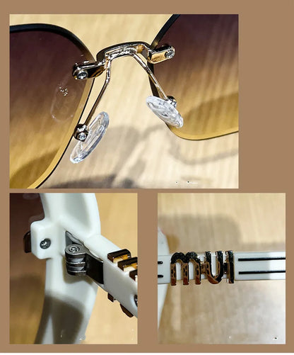 2024 new fashion trimmed sunglasses half frame high quality trend simple sunglasses for women with fine glitter(DS-1002)