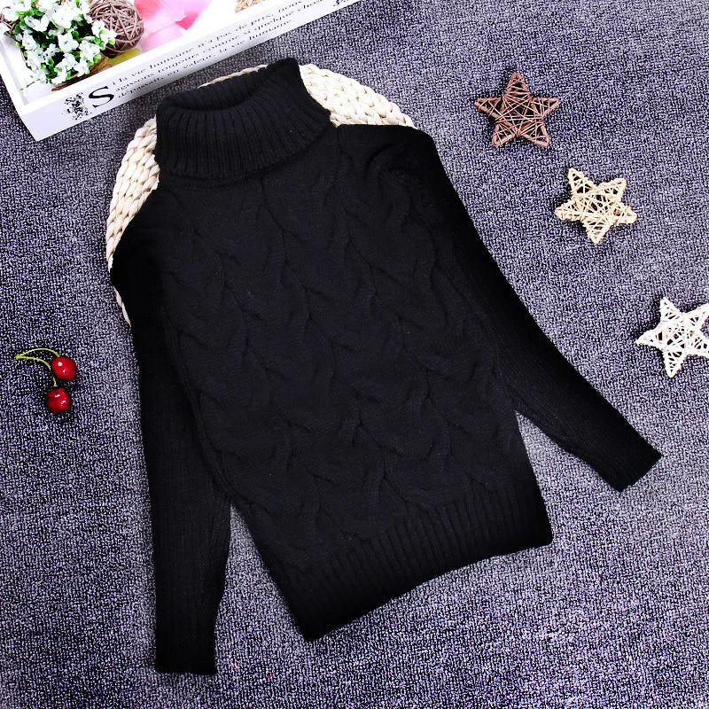 New Kids Children Solid Pullover Warm Sweater Autumn Winter Toddler Boys Girls Turtleneck Knitted Sweater Tops Clothing for 2-6T