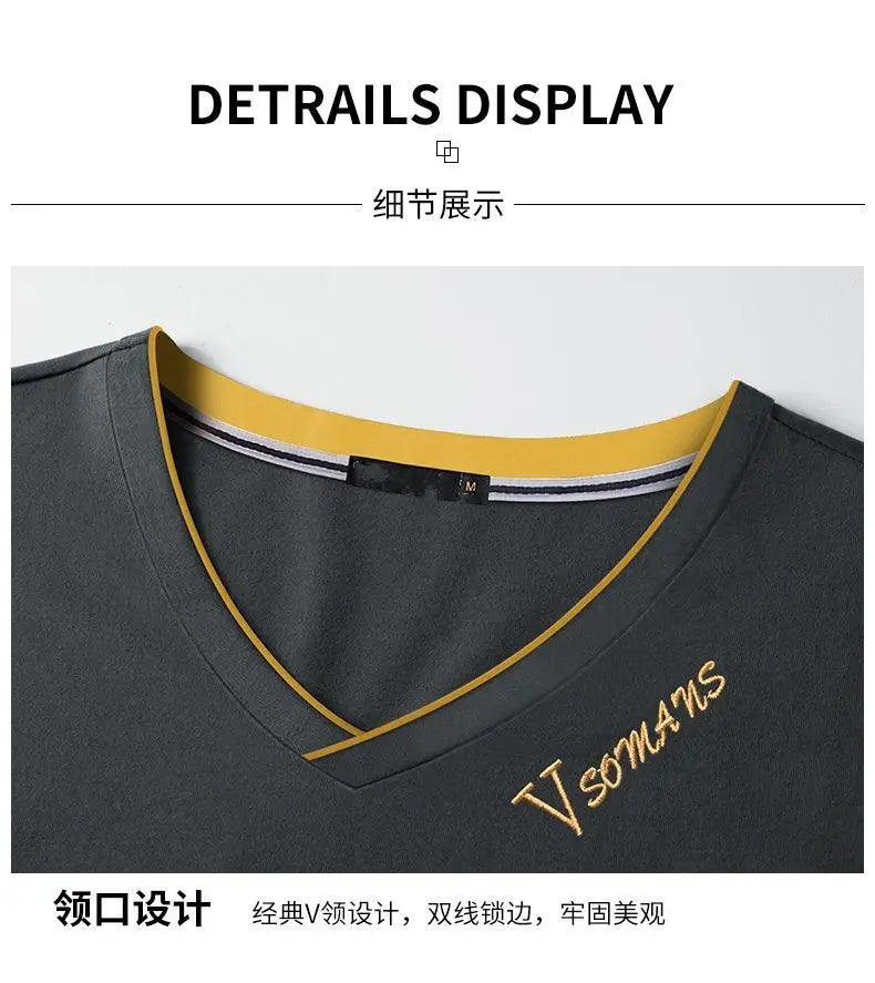 Korean Fashion Elegant Autumn T-shirt Men Loose Casual Sports Chic Solid Color Tee Y2K Hipster Street Casual Top Male Clothes