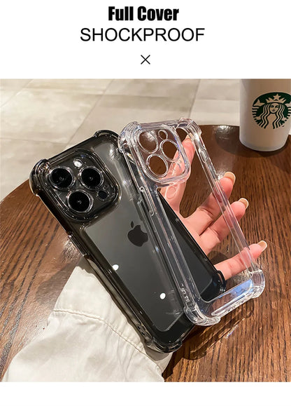 Shockproof Reinforced Corners Clear Acrylic Case For iPhone 16 14 12 13 11 15  Pro Max 7 8 Plus XR XS Protector Hard Back Cover