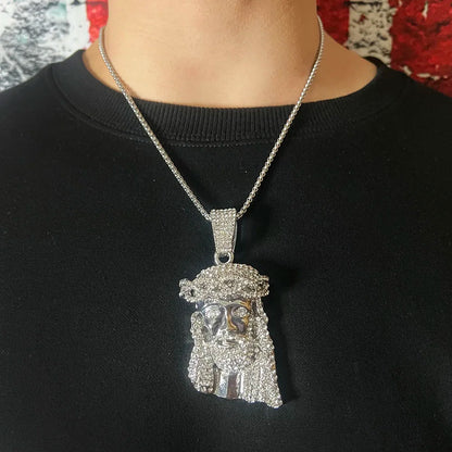Men Hip Hop Rapper Popular Necklace Cleopatra Religious Jesus Portrait Pendant