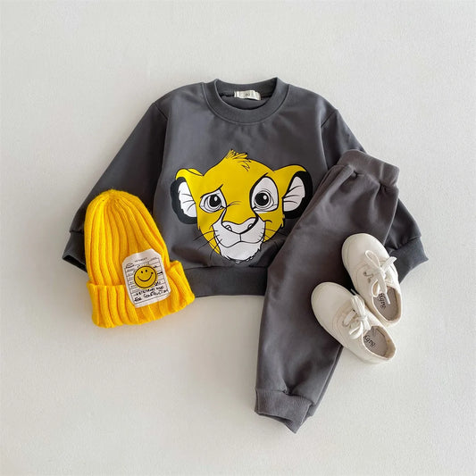 Cartoon printed Simba sportswear Disney loose and fashionable for children's